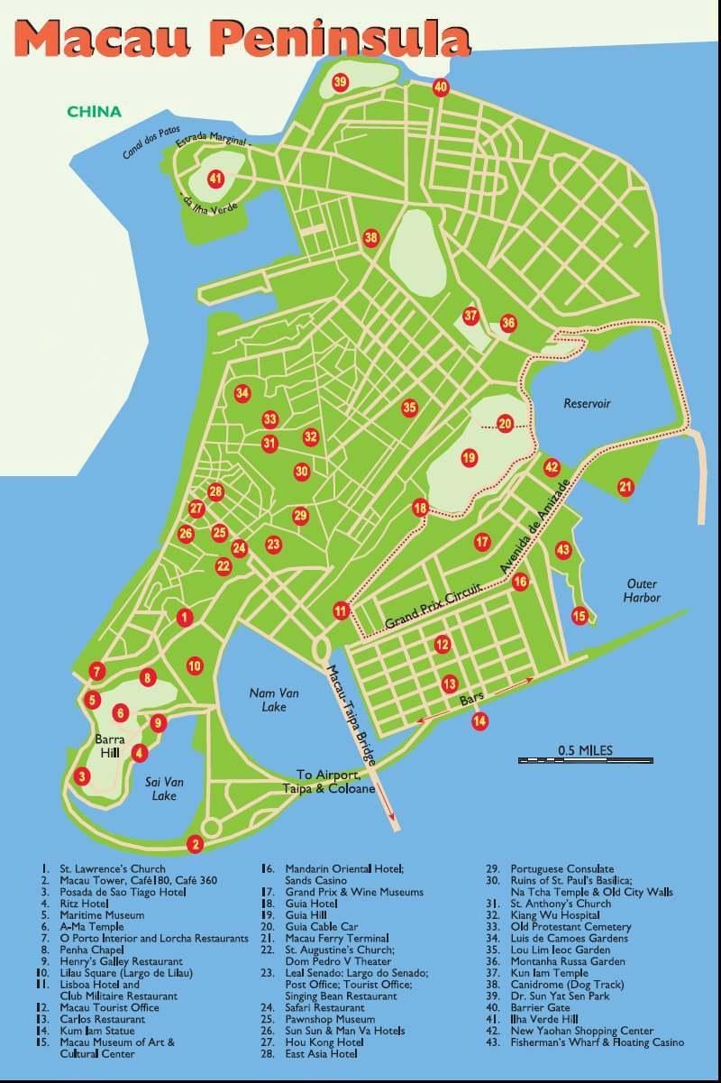Macau turistik yerler haritası