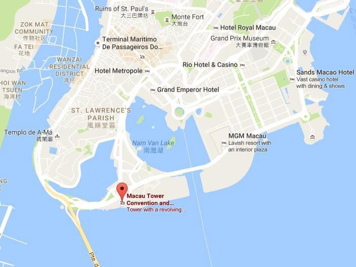 Macau Kulesi haritası 