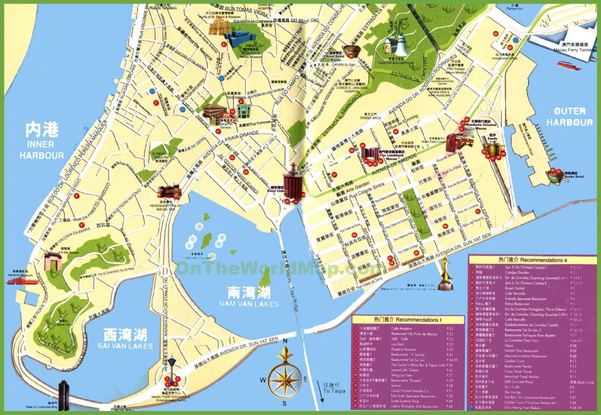 Macau haritası turistik yerler 