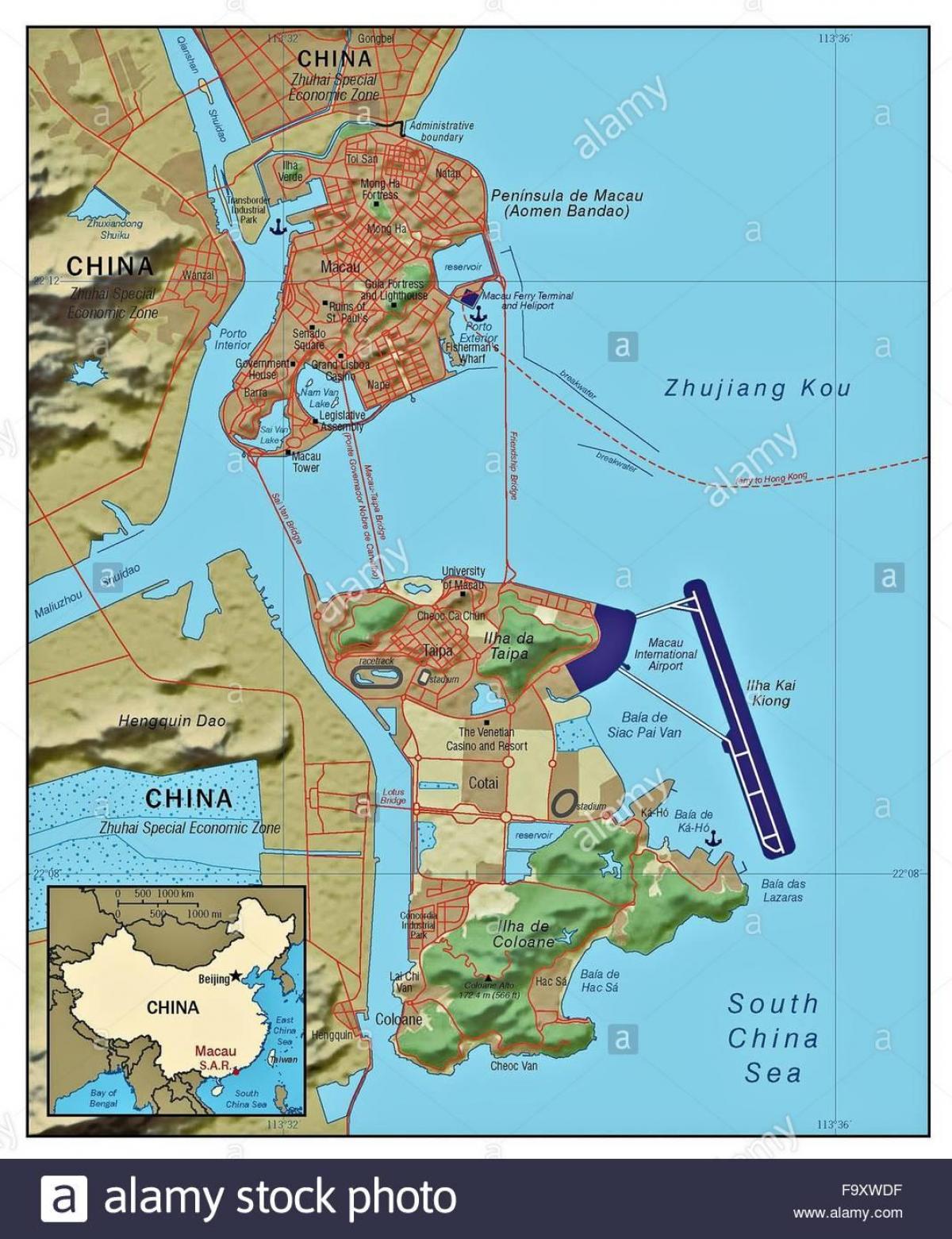 Dünya haritası Macau ülke 